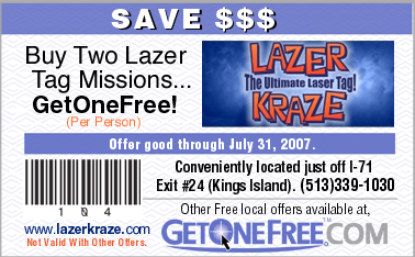 Lazer Kraze - Get One Free Mission! Cincinnati, Ohio